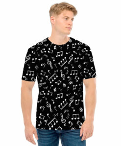 Black And White Music Note Pattern Print Men's T-Shirt