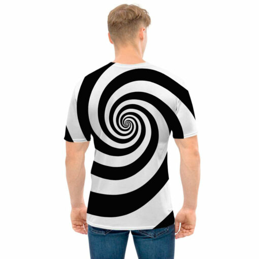 Black And White Spiral Illusion Print Men's T-Shirt