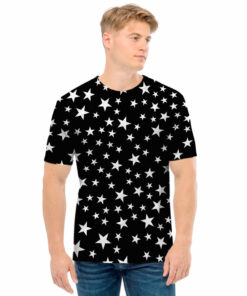 Black And White Star Pattern Print Men's T-Shirt