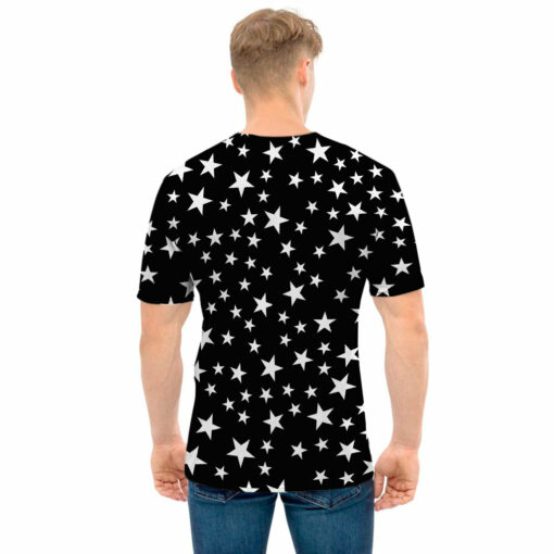 Black And White Star Pattern Print Men's T-Shirt