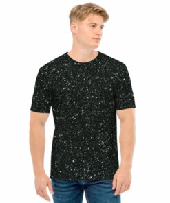 Black (NOT Real) Glitter Print Men's T-Shirt