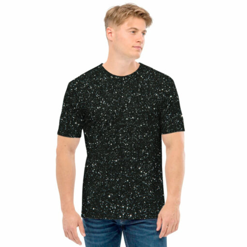 Black (NOT Real) Glitter Print Men's T-Shirt