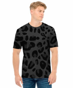 Black Leopard Print Men's T-Shirt