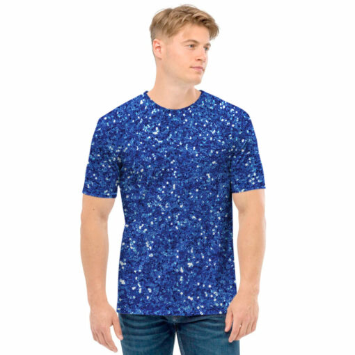 Blue (NOT Real) Glitter Print Men's T-Shirt