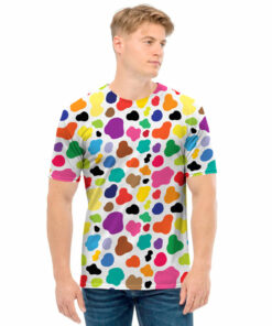 Colorful Cow Pattern Print Men's T-Shirt