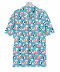 Cute Panda And Parachute Pattern Print Hawaiian Shirt