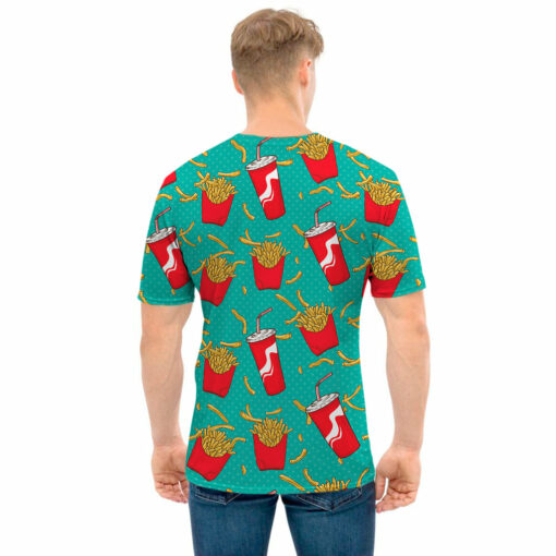 French Fries And Cola Pattern Print Men's T-Shirt