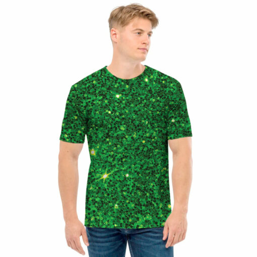Green (NOT Real) Glitter Print Men's T-Shirt