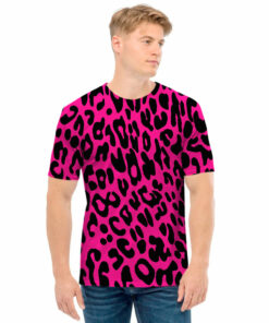 Hot Pink Leopard Print Men's T-Shirt