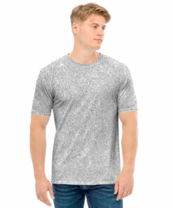 Bright Silver (NOT Real) Glitter Print Men's T-Shirt