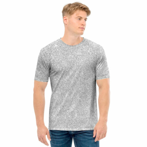 Bright Silver (NOT Real) Glitter Print Men's T-Shirt
