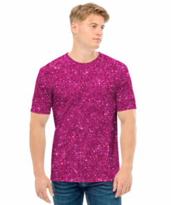 Magenta Pink (NOT Real) Glitter Print Men's T-Shirt