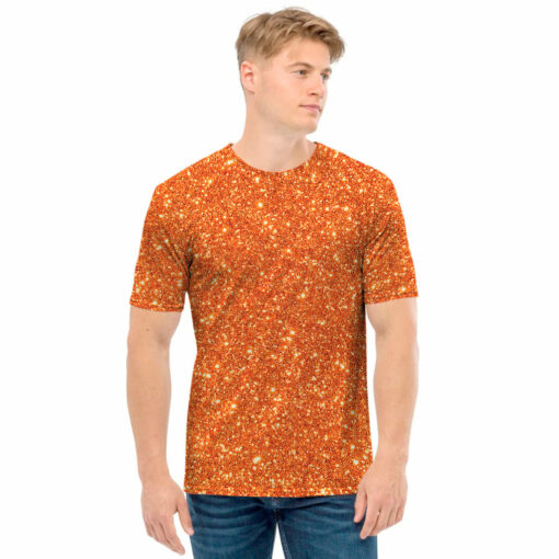 Orange (NOT Real) Glitter Print Men's T-Shirt