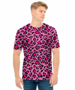 Pink Leopard Print Men's T-Shirt