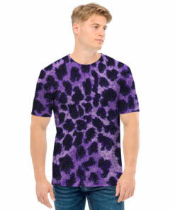 Purple And Black Cheetah Print Men's T-Shirt