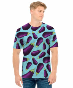 Purple Eggplant Pattern Print Men's T-Shirt