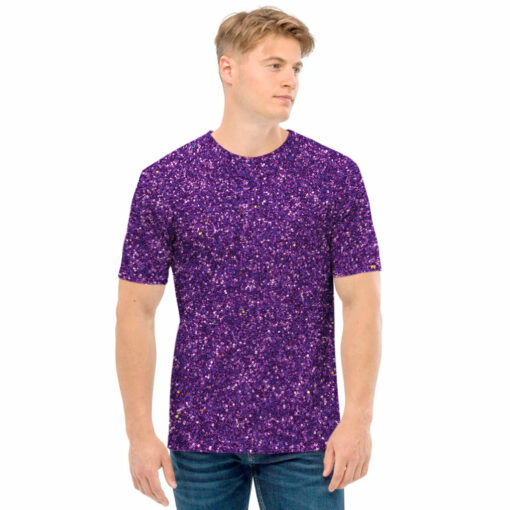 Purple (NOT Real) Glitter Print Men's T-Shirt
