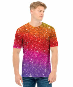 Rainbow (NOT Real) Glitter Artwork Print Men's T-Shirt
