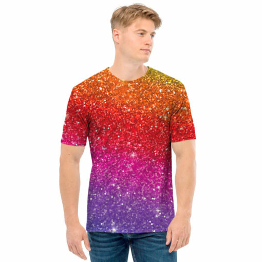 Rainbow (NOT Real) Glitter Artwork Print Men's T-Shirt