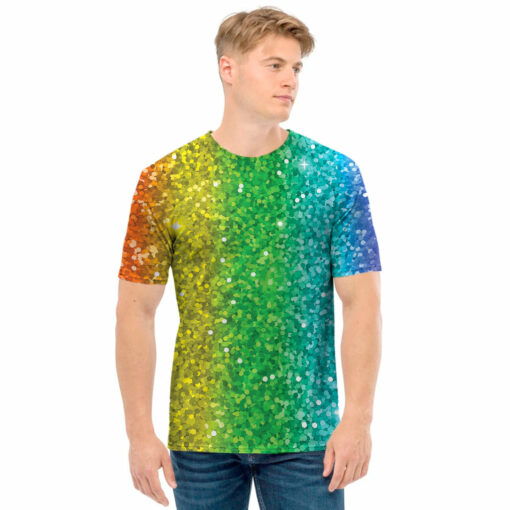 Rainbow (NOT Real) Glitter Print Men's T-Shirt
