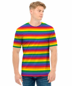 Rainbow Stripe Print Men's T-Shirt
