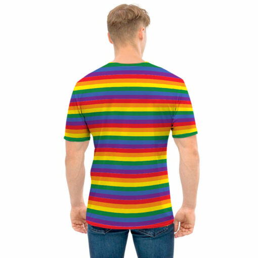 Rainbow Stripe Print Men's T-Shirt