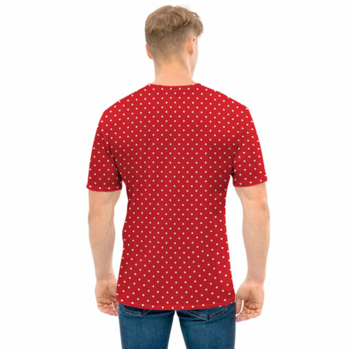 Red And White Polka Dot Print Men's T-Shirt