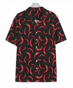 Red Chili Peppers Pattern Print Hawaiian Shirt
