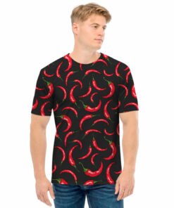 Red Chili Peppers Pattern Print Men's T-Shirt