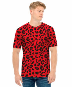 Red Leopard Print Men's T-Shirt
