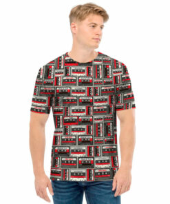 Retro Cassette Tape Pattern Print Men's T-Shirt