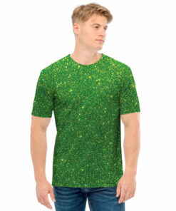 Shamrock Green (NOT Real) Glitter Print Men's T-Shirt