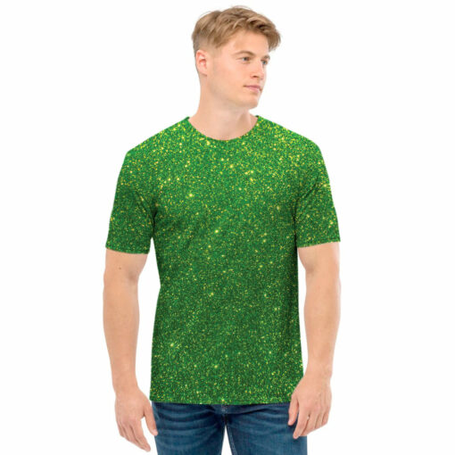 Shamrock Green (NOT Real) Glitter Print Men's T-Shirt