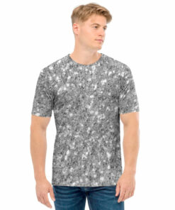 Silver (NOT Real) Glitter Print Men's T-Shirt