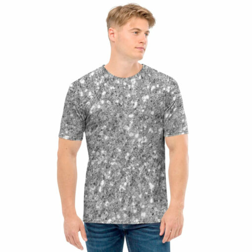 Silver (NOT Real) Glitter Print Men's T-Shirt