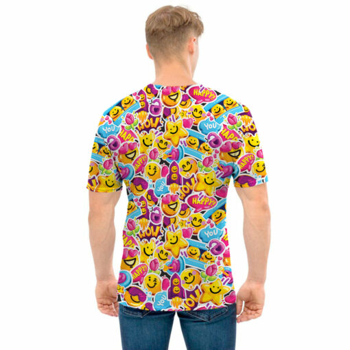 Smiley Faces Emoji Pattern Print Men's T-Shirt