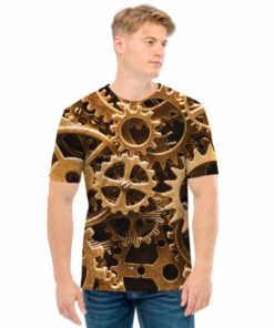 Steampunk Brass Cogs And Gears Print Men's T-Shirt