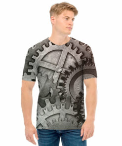 Steampunk Metal Gears Print Men's T-Shirt