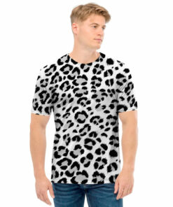 White Leopard Print Men's T-Shirt
