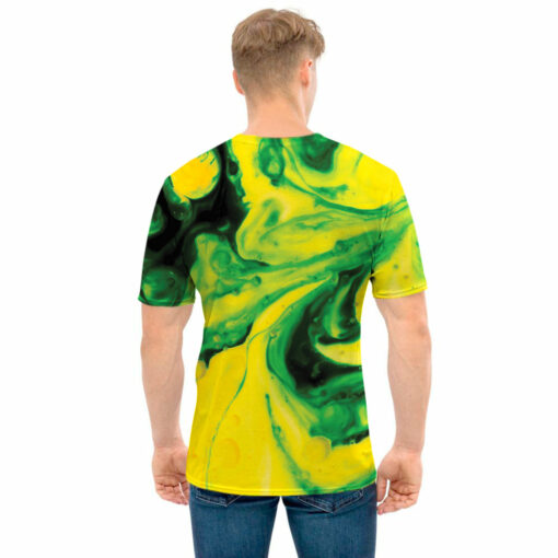Yellow And Green Acid Melt Print Men's T-Shirt