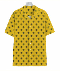Yellow Bee Pattern Print Hawaiian Shirt