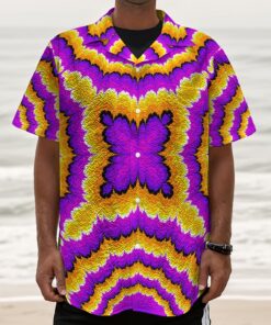 Yellow Explosion Moving Optical Illusion Textured Short Sleeve Shirt