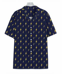 Yellow Lightning Bolts Pattern Print Hawaiian Shirt