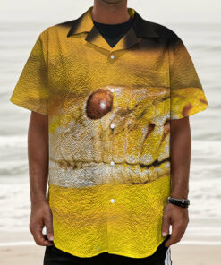 Yellow Python Snake Print Textured Short Sleeve Shirt