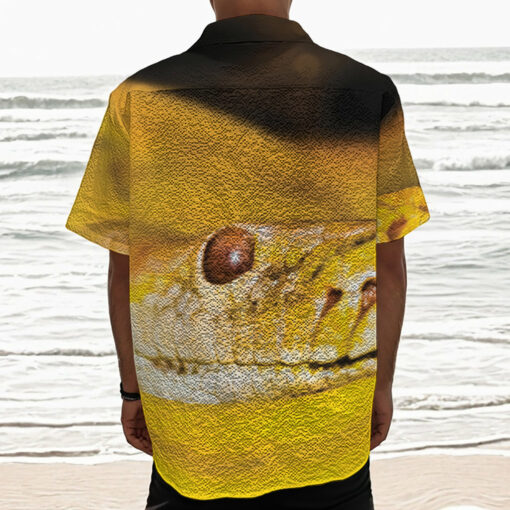 Yellow Python Snake Print Textured Short Sleeve Shirt