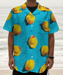 Yellow Rubber Ducks Print Textured Short Sleeve Shirt