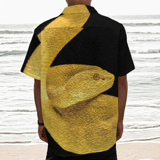 Yellow Snake Print Textured Short Sleeve Shirt