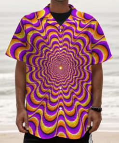 Yellow Splashing Moving Optical Illusion Textured Short Sleeve Shirt