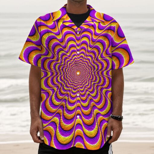 Yellow Splashing Moving Optical Illusion Textured Short Sleeve Shirt