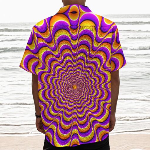 Yellow Splashing Moving Optical Illusion Textured Short Sleeve Shirt
